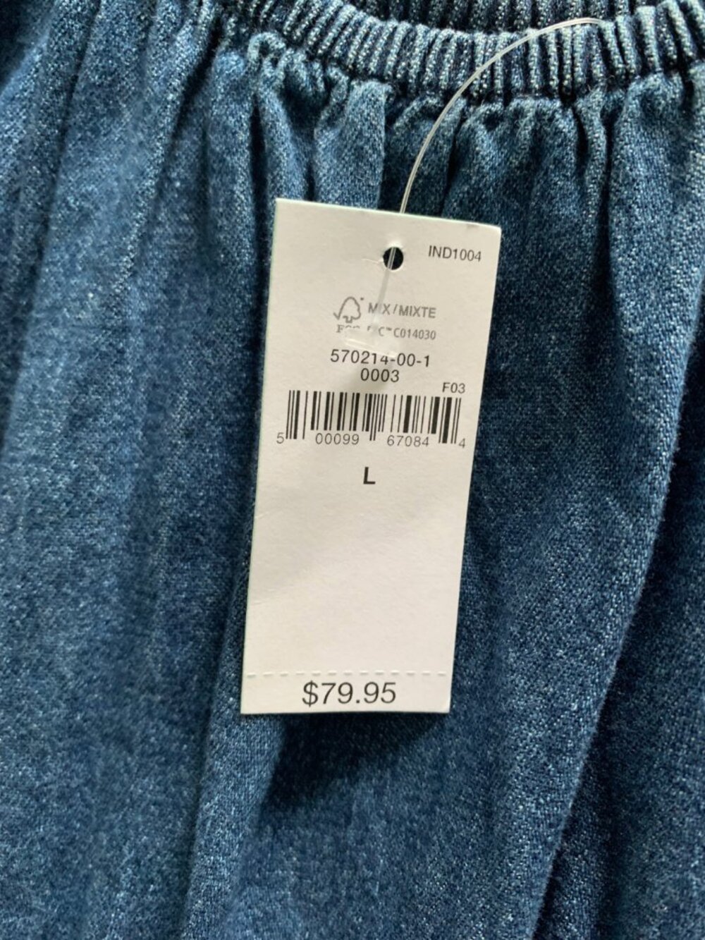 NWT GAP Denim Short Flutter Sleeve Tiered Round Neck Mini Dress w. Pockets Sz L - Picture 10 of 10